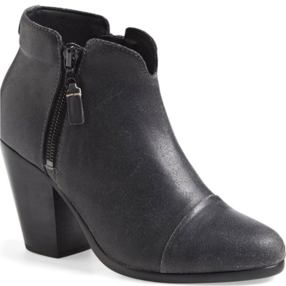 Rag & Bone Margot Black Leather Size Zip Booties Size EU 35